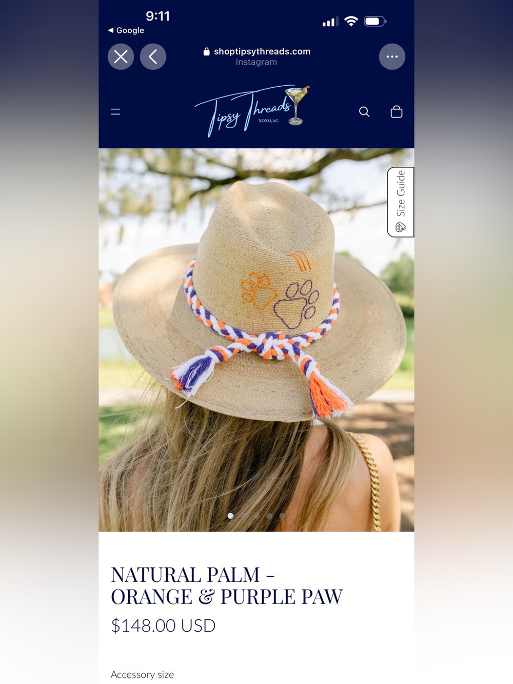 Tipsy Threads Clemson Straw Hat